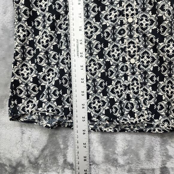 Cruel Girl Top Womens L Black Cream Geometric Pearl Snap Western Cowgirl Casual - Picture 9 of 10